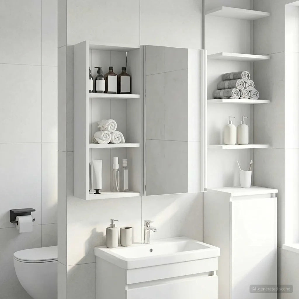 Armadio da bagno a muro con lo scaffale Bianco 30 x 14 x 70 cm 889327