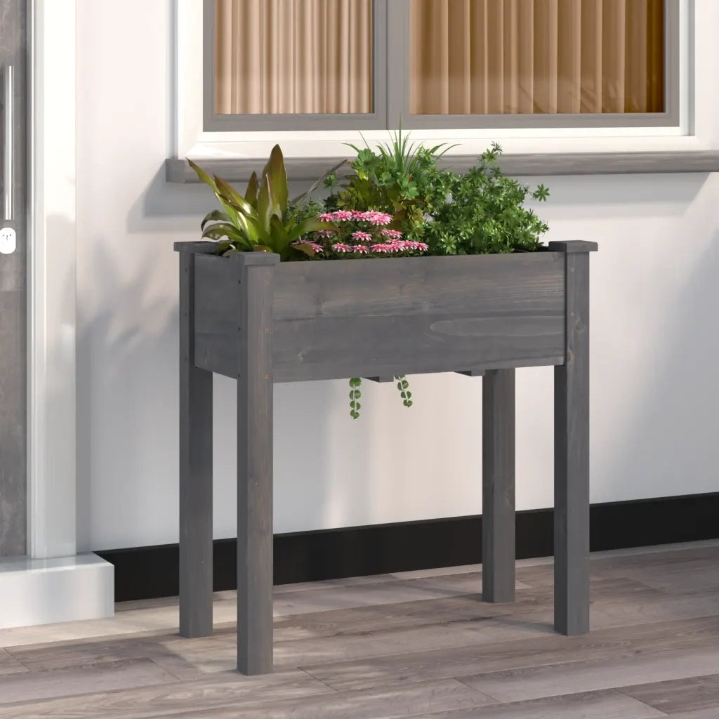 Fioriera con Fodera Grigia 71x37x76 cm Legno Massello di Abetecod mxl 106790