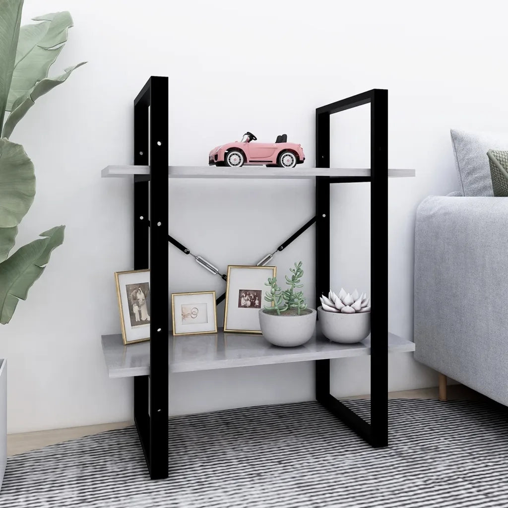 Libreria 2 Ripiani Grigio Cemento 60x30x70 cm Legno Multistrato 806431
