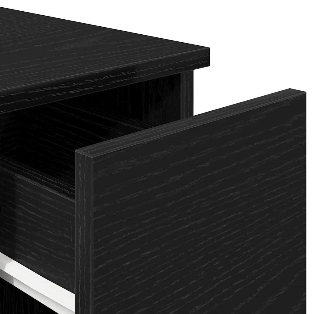Comodino con Cassetto Rovere Nero 20x36x60 cm 858697