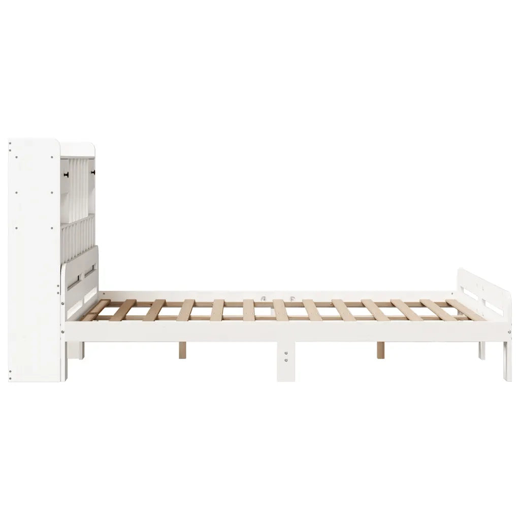 Letto Libreria senza Materasso Bianco 150x200 cm Legno di Pino 3308880