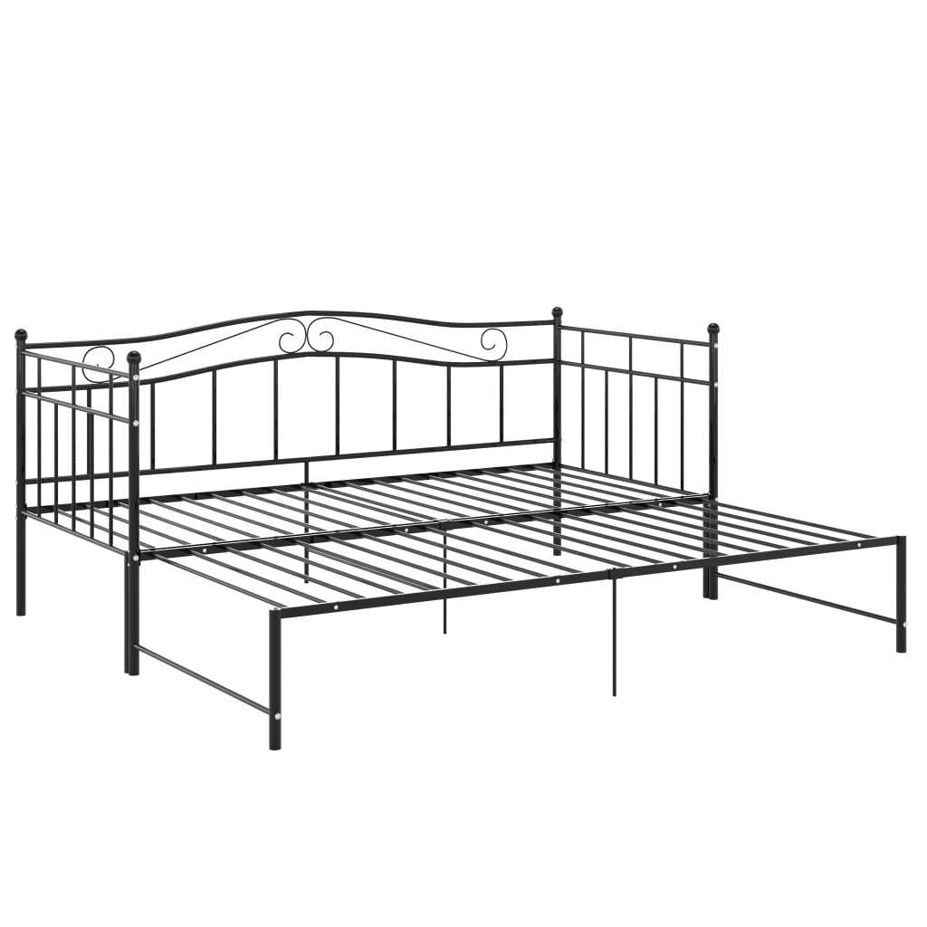Telaio Divano Letto Estraibile Nero in Metallo 90x200 cm
