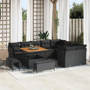Set Divano da Giardino con cuscino 12 pcs Nero