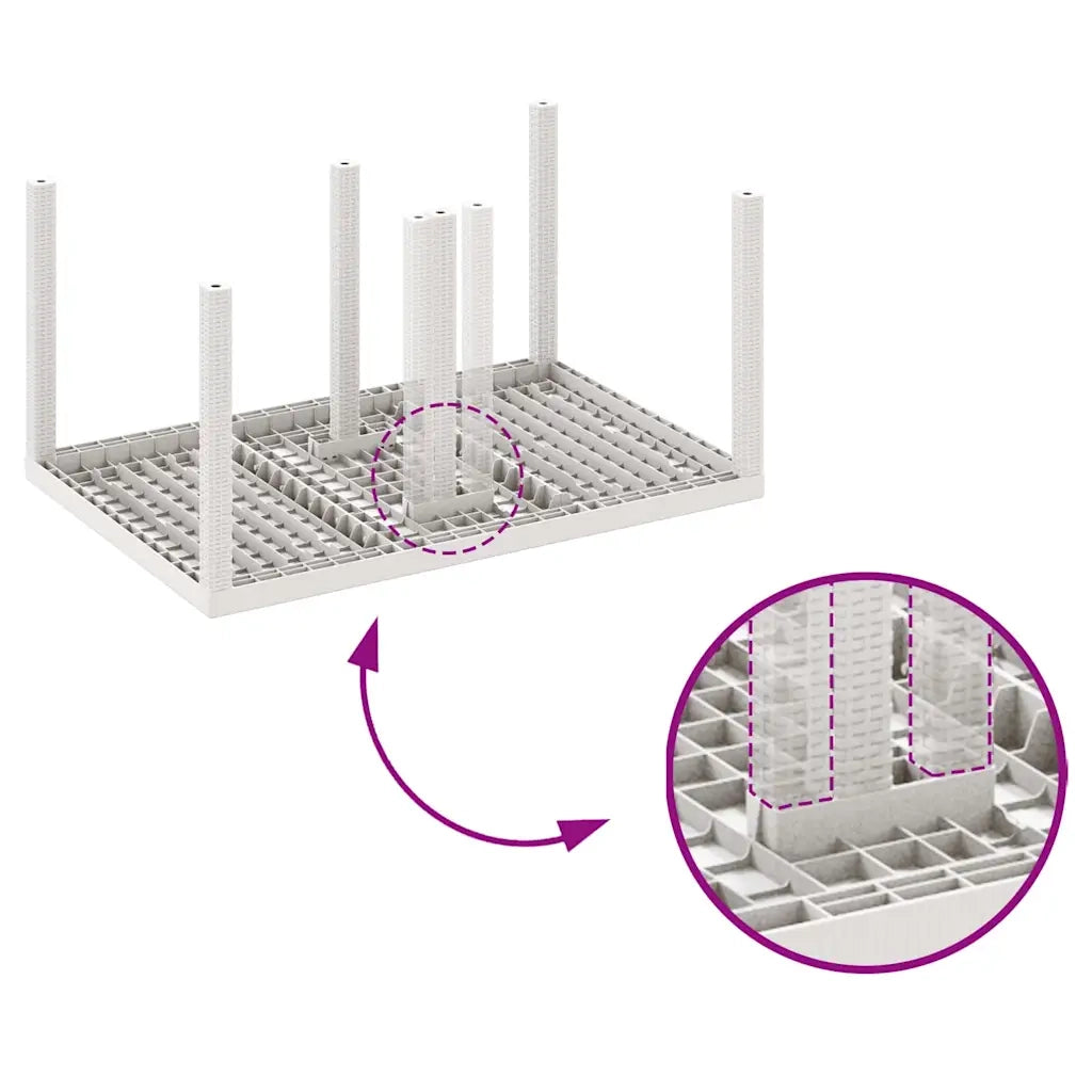 Set da Pranzo per Giardino 7 pcs Bianco Rattan Polt 3378562