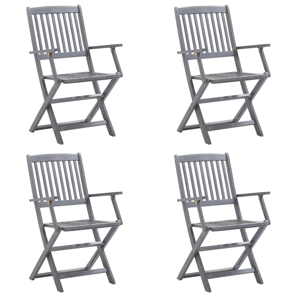 Sedie da Giardino Pieghevoli 4pz con Cuscini in Massello Acacia 3064523