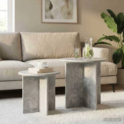 Set tavolini 2 pz Grigio Cemento Ø 45 x 45 cm 8001013