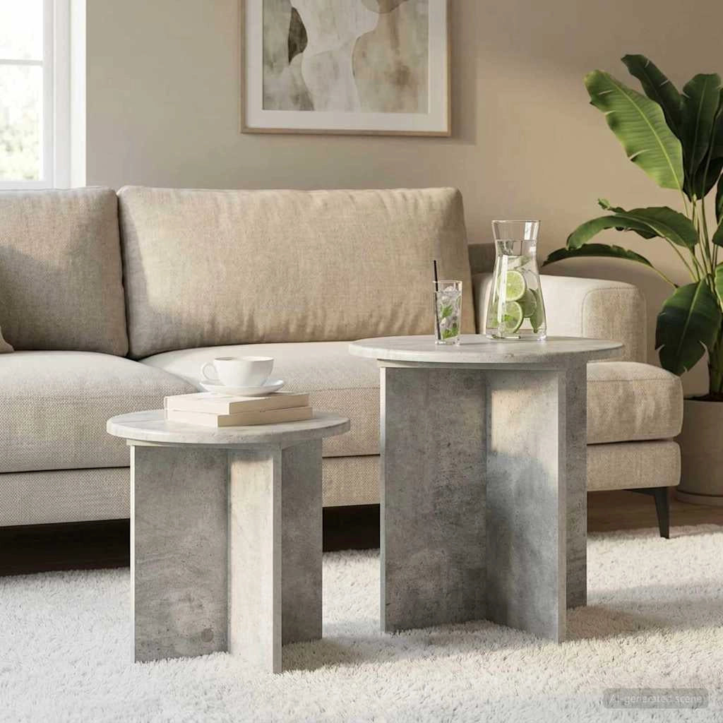 Set tavolini 2 pz Grigio Cemento Ø 45 x 45 cm 8001013