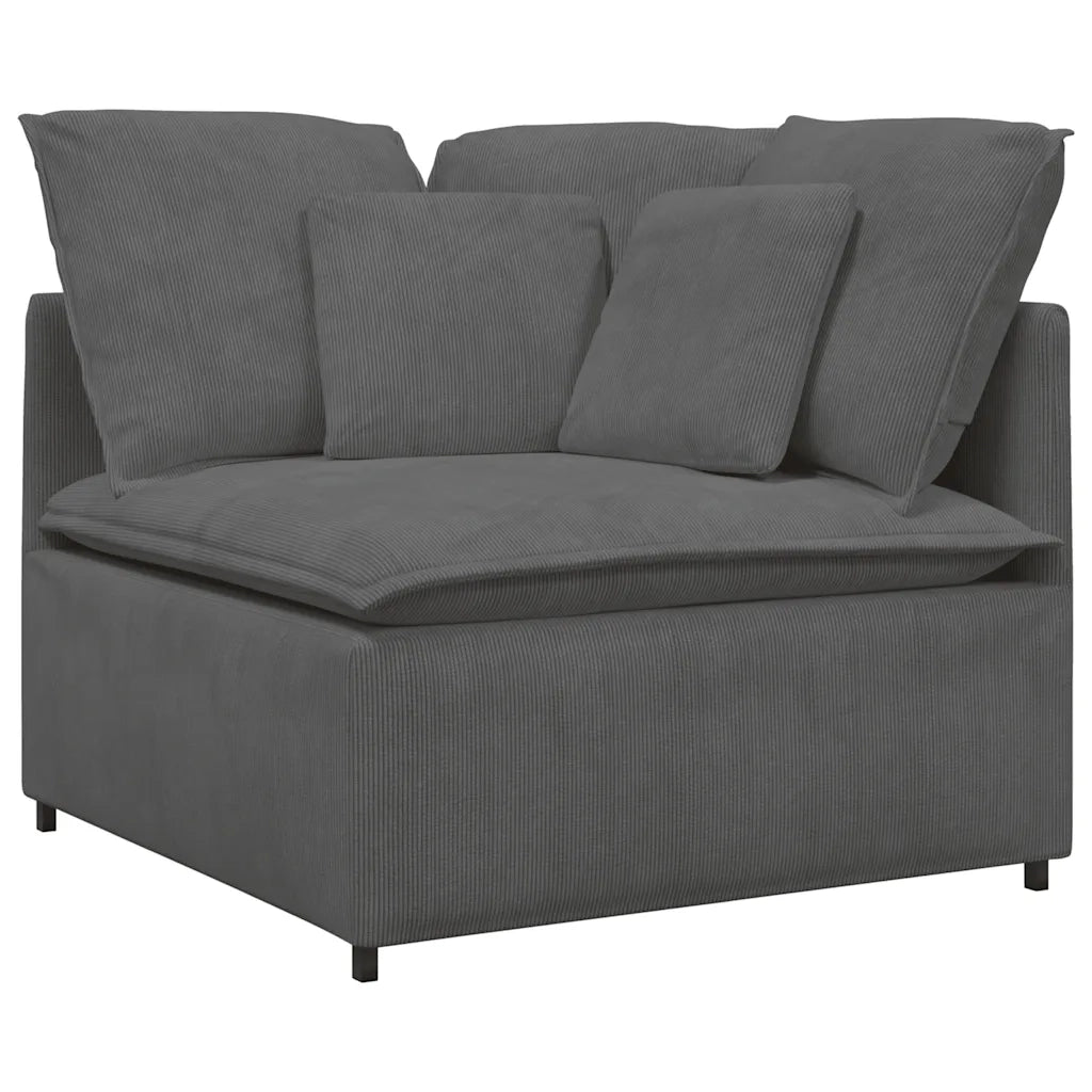 Divano Modulare con Cuscini in Tessuto a Coste Grigio Scuro 3321258