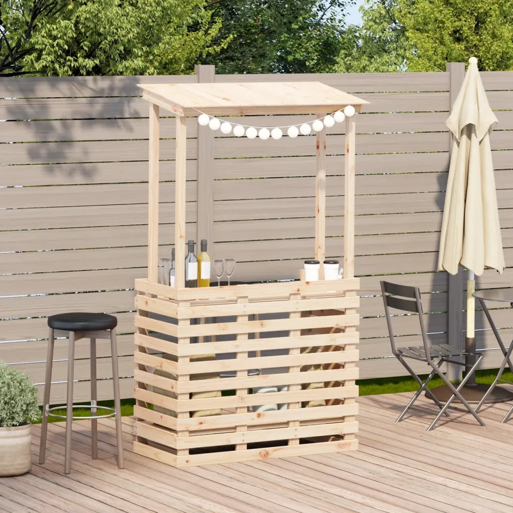 Tavolo Bar da Esterno con Tetto 112,5x57x195,5cm Legno Massello