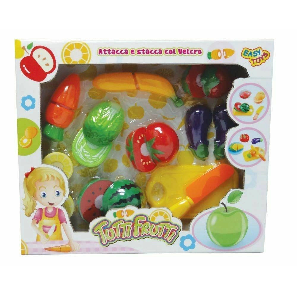 Trade Shop - Tutti Frutti Attacca E Stacca Velcro Verdura Frutta Giocattolo Gioco Bambina -