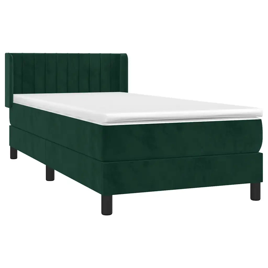 Giroletto a Molle con Materasso-Struttura Letto Verde Scuro 90x190 cm Velluto 521955