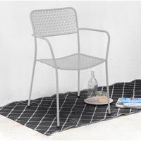 Set 4 sedie da Giardino con Braccioli 57x45/58x81,5h cm in Metallo Aura Grigio