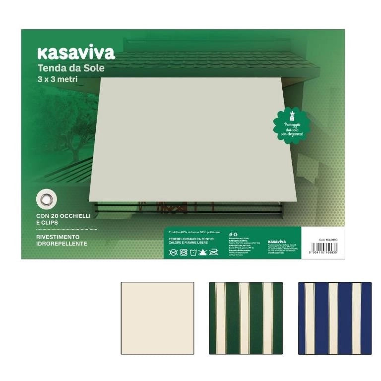 1 Pezzo Tenda da Sole Idrorepellente 20 Occhielli 300 x 300 cm 3 Colori