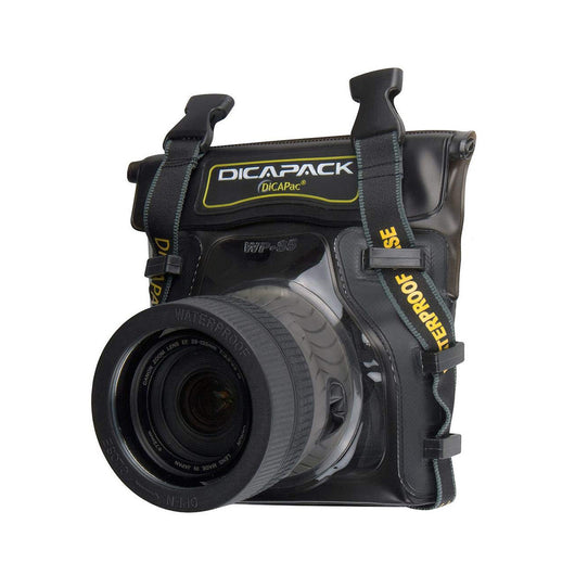 DiCAPac WP-S5 Borsa impermeabile per fotocamera con obiettivo, custodia subacquea, protezione dall'acqua fino a 5 metri di profondità, nera e marrone scuro