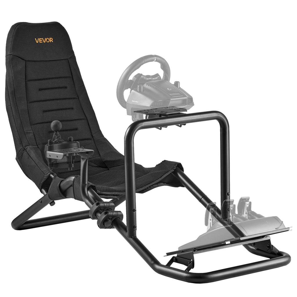 Supporto Volante da Corsa Regolabile con Sedile, Cockpit Simulatore di Guida in Acciaio per Logitech Thrustmaster, Portata 180 kg, Nero