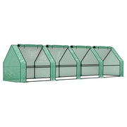 Mini Serra da Giardino 360x90x90 cm a 4 Porte Arrotolabili con Copertura Allungata in Acciaio e PE Verde
