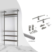 Kit di staffe per 4 ripiani in legno e 1 asta appendiabiti lunga 1 m Zero, Alluminio e Zama e Tecnoplastica, Verniciat..