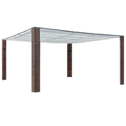 Gazebo con Tetto in Polyrattan 400x400x200cm Marrone e Crema cod mxl 50940