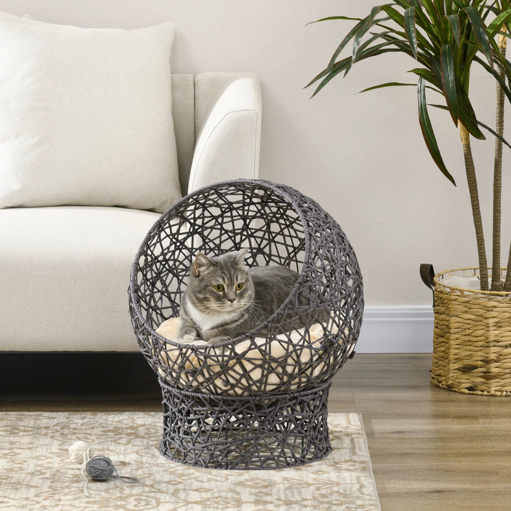 Letto per gatti rialzato con cuscino ¨C zephmum ¨C crema 50x50x60 cm