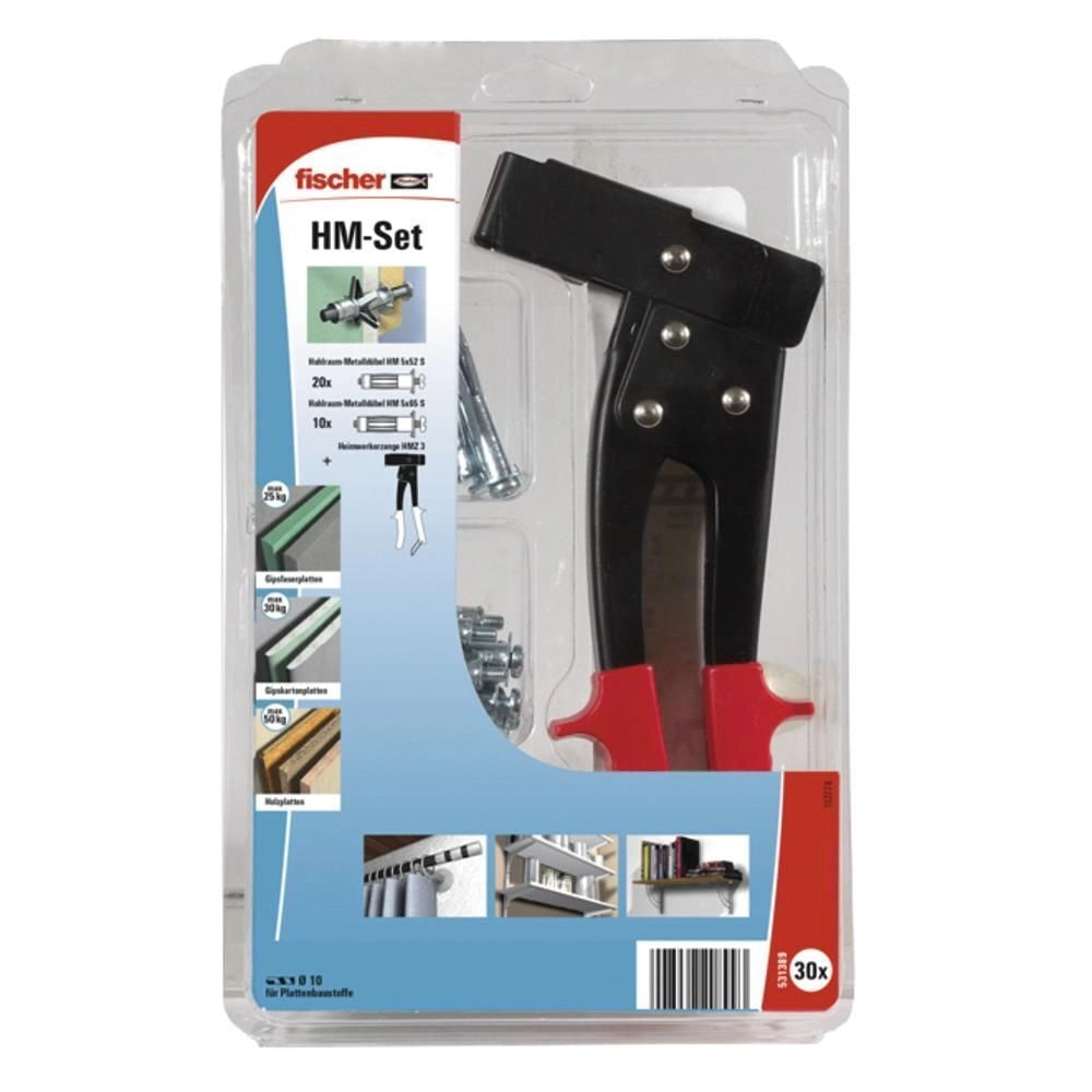 Fischer 531389 ancoraggio a vite e tassello 20 pezzo(i) Kit di gancio a vite e tasselli a muro