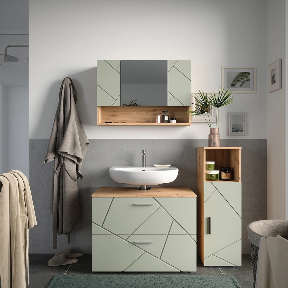 Vicco Set di mobili da bagno Verde salvia 3 parti