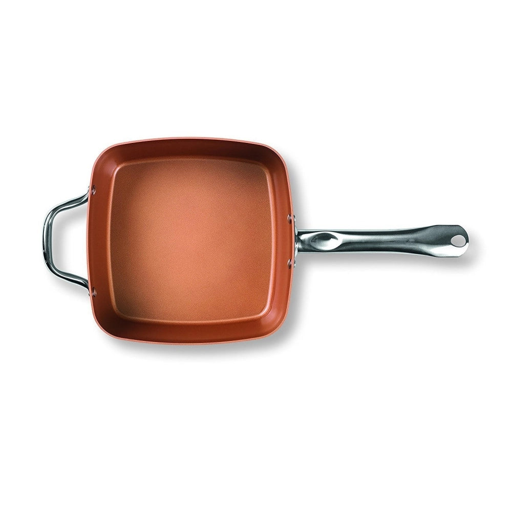 Trade Shop - Pentola Quadrata 4 In 1 Casseruola Da Forno E Friggitrice Con Coperchio In Vetro -