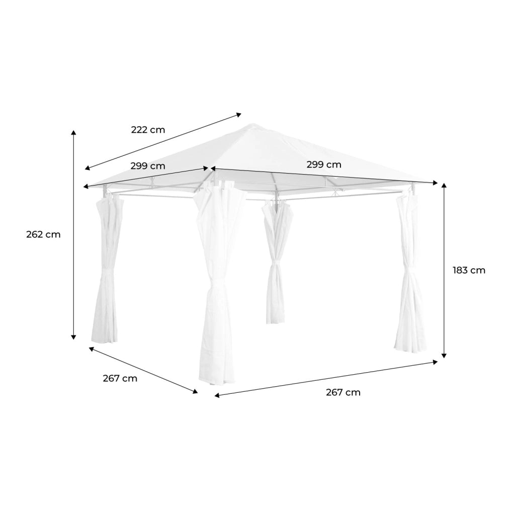Gazebo da giardino 3x3m struttura in alluminio con tende scorrevoli,