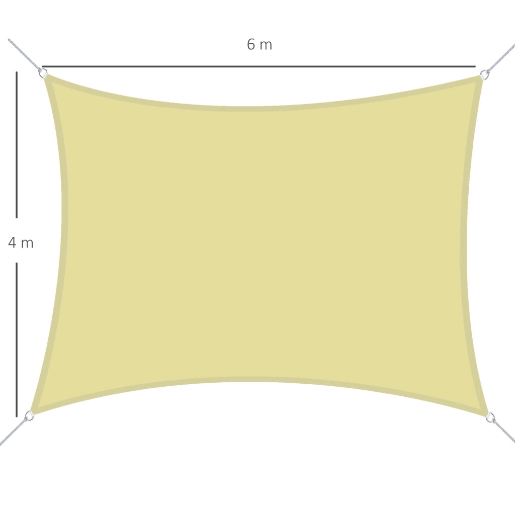 Toldo Vela Rettangolare per Giardino Patio ¨C zephmum ¨C Poliestere Anti-UV 6x4 m Colore Sabbia