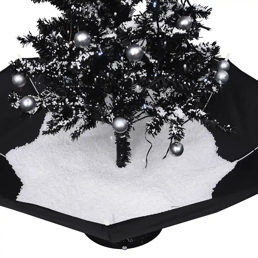 Albero di Natale | Decorazioni natalizie con Nevicata e Base ad Ombrello Nero 75 cm PVC