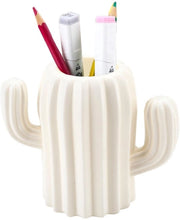 Penne in cactus, contenitore per pennarelli, pennarelliere, contenitore per spazzole per trucco, accessorio per ufficio, accessorio per cucina (bianco)