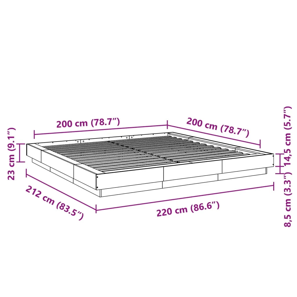 Letto matrimoniale | Letto per adulti | Giroletto Bianco 200x200 cm in Legno Multistrato
