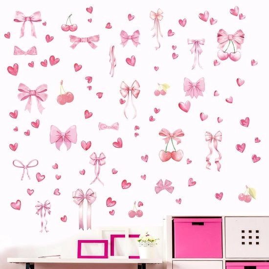 Decorazione per Mura a Stampa Aquarello, 30x20cm, Sticker per Muro Trendy per Bambini, C-Stile, 12 pezzi, Rosa