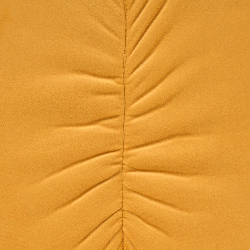 Pouf quadrato in velluto giallo senape, 38 x 38 cm, poggiapiedi decorativo con rivestimento setoso, in stile boho, per soggiorno e camera da letto