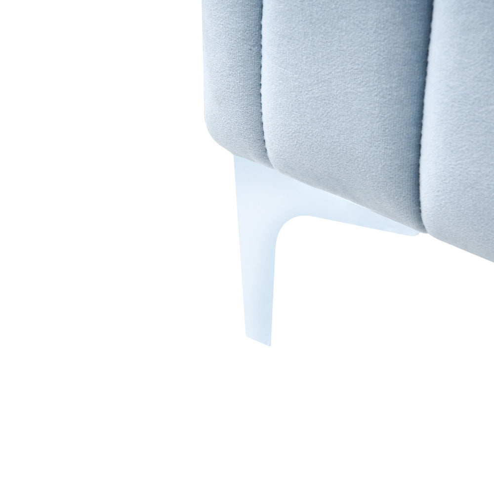 Letto con rete in velluto azzurro 160 x 200 cm testata imbottita gambe moderne in metallo