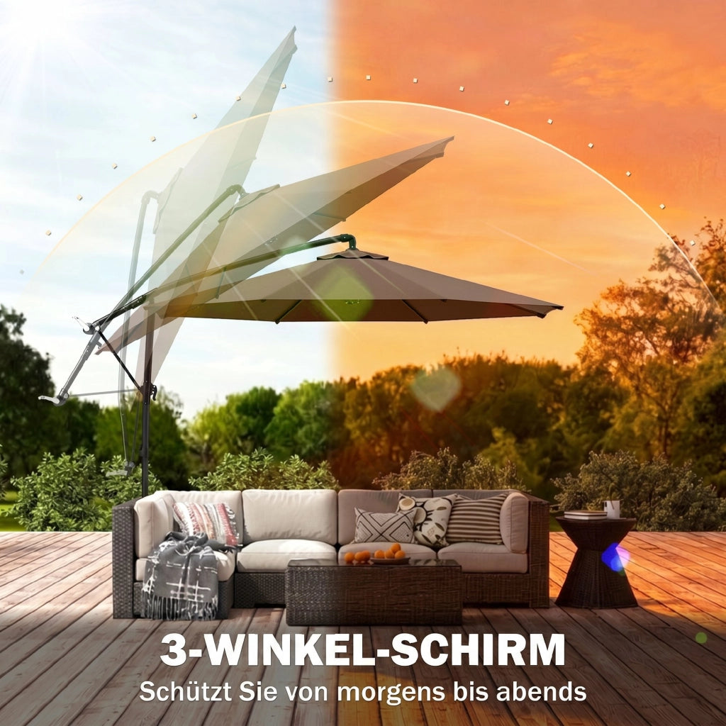Ombrellone da giardino con manovella ¨C zephmum ¨C 3x3 m acciaio poliestere marrone