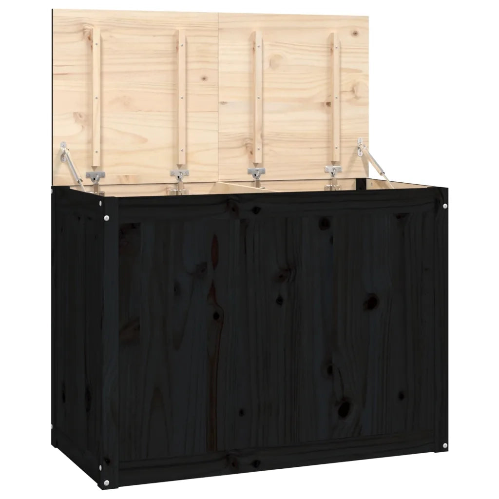 Contenitore per Bucato Nero 88,5x44x66 cm Legno Massello Pino 823573