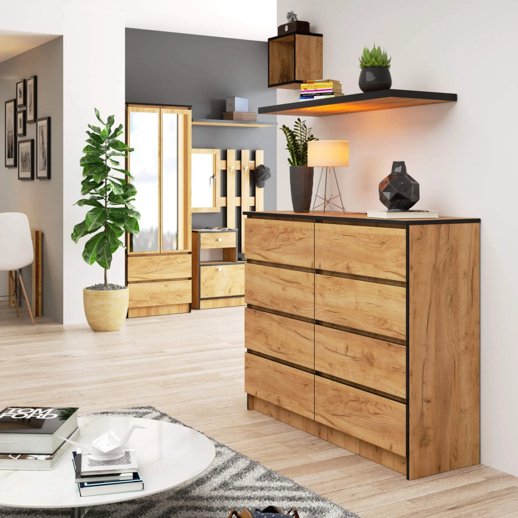 Cassettiera AKORD K120 Quercia Craft 120 cm 8 cassetti 120x40x99 cm