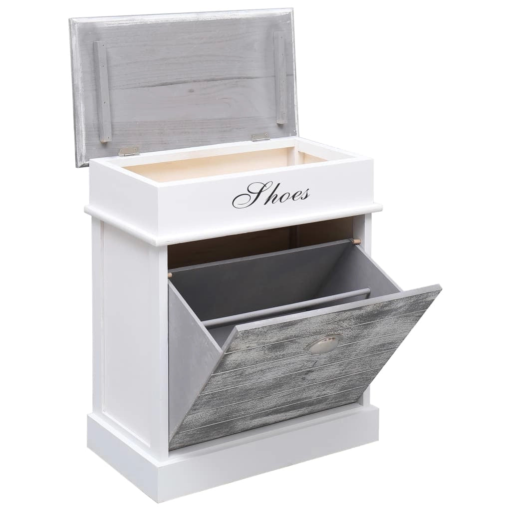 Scarpiera mobile contenitore per scarpe mobile per ingresso/corridoio/soggiorno 50 x 28 x 58 cm legno di Paulownia grigio 02_0021771