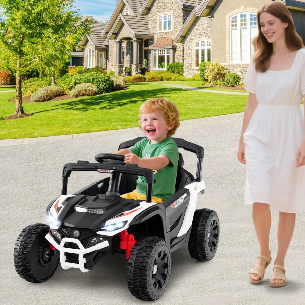 Auto elettrica 12V per bambini 3 velocit¨¤ luci LED clacson e sospensioni a molla, UTV fuoristrada con telecomando Bianco-Macchinine giocattoli