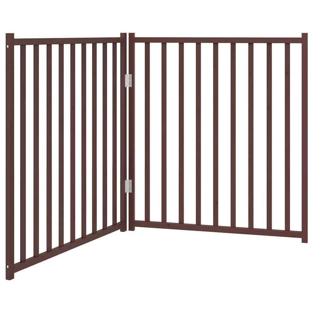 Cancelletto di sicurezza pieghevole per cani 2 pannelli 160 cm legno massello di abete marrone 02_0023055
