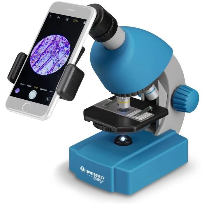 Microscopio 40x-640x - BRESSER JUNIOR - Illuminazione a LED - kit di sperimentazione - blu