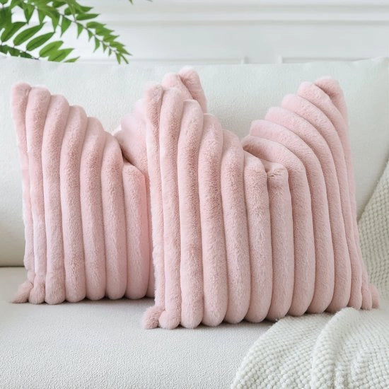 Set di cuscini 40 x 40 cm - 2 pezzi - Cuscini con imbottitura in felpa - Imitazione pelliccia - Decorazione per divano/auto - Chiusura a zip nascosta - Cuscini decorativi