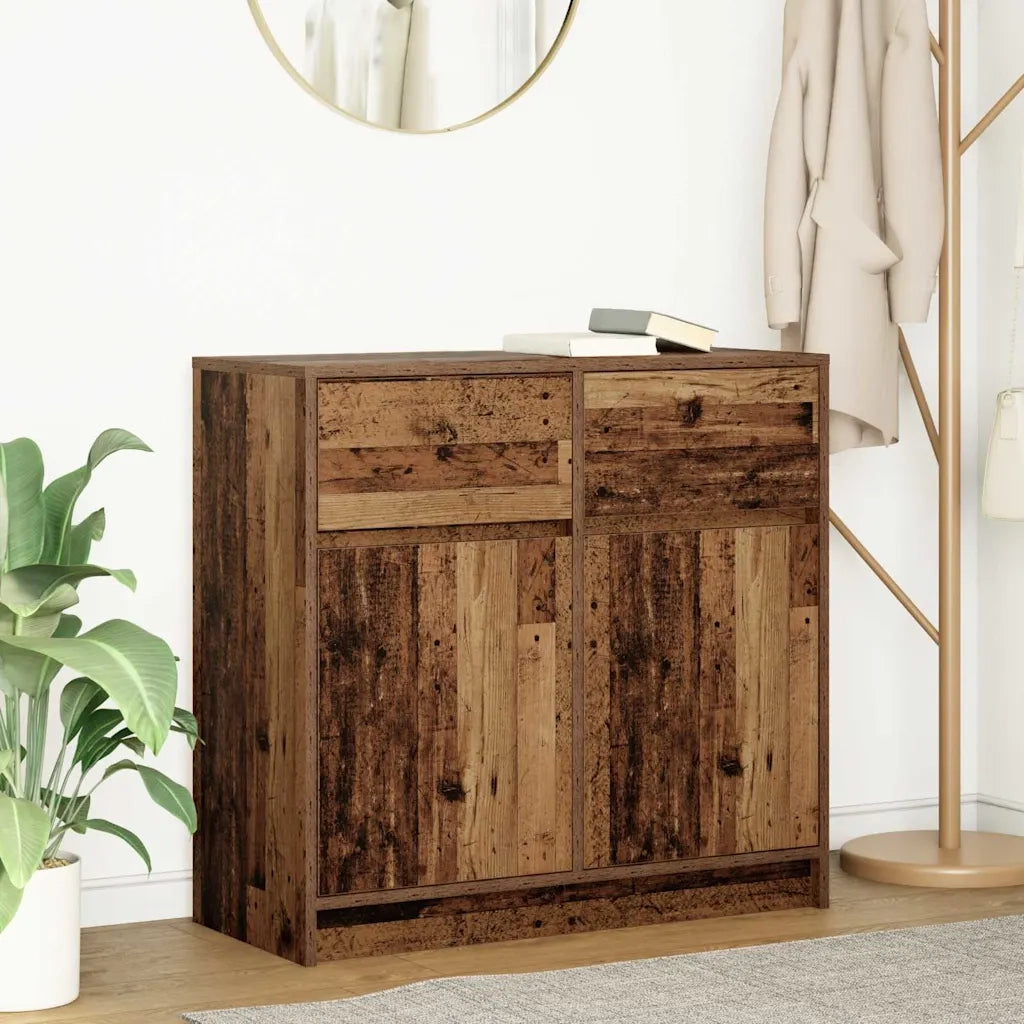 Credenza con Cassetto Legno Antico 80x34x76 cm in Truciolato 861542