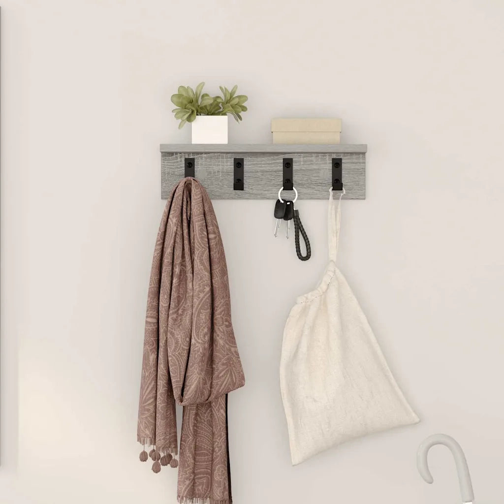 vidaXL Appendiabiti a muro Grigio sonoma 40 x 10.5 x 10.5 cm