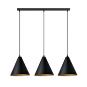 Lampadario sospensione Rebel 3 luci nero oro Emibig