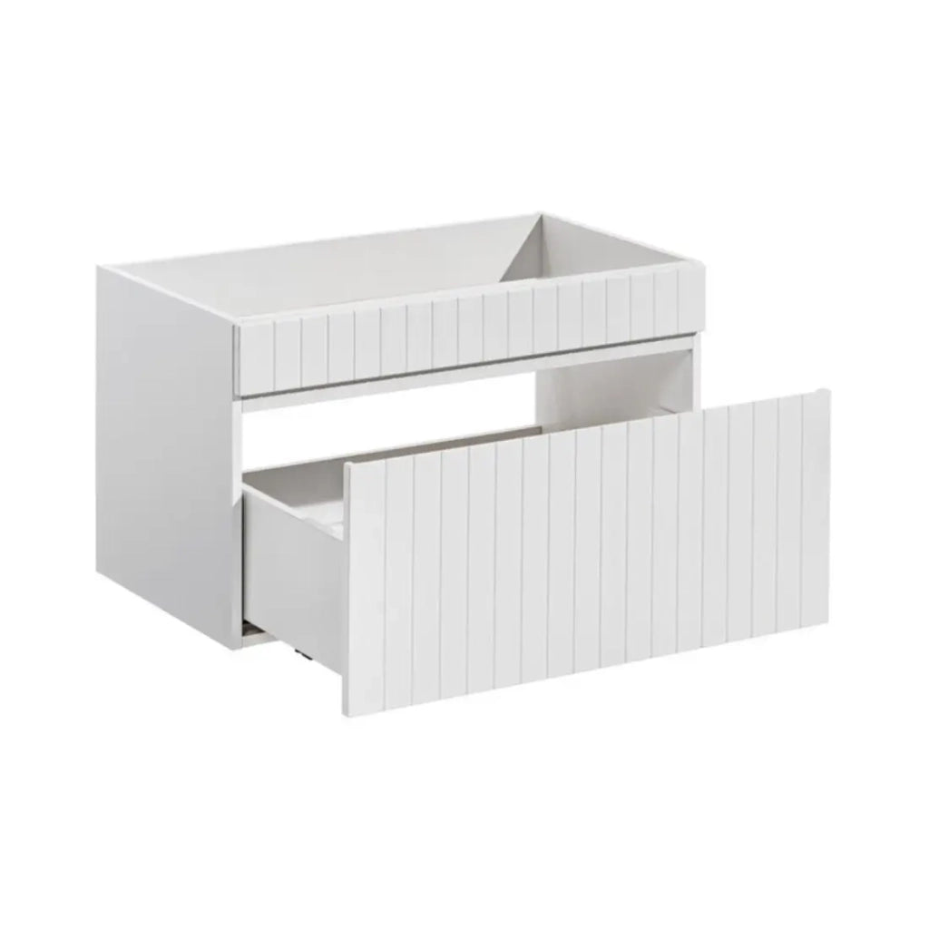 Set ICON bianco: mobile sotto lavabo 160cm + piano per lavabo effetto legno scuro