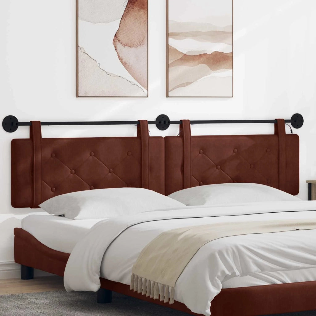 Testiera sospesa Con luce LED Marrone Lucido PU Antico