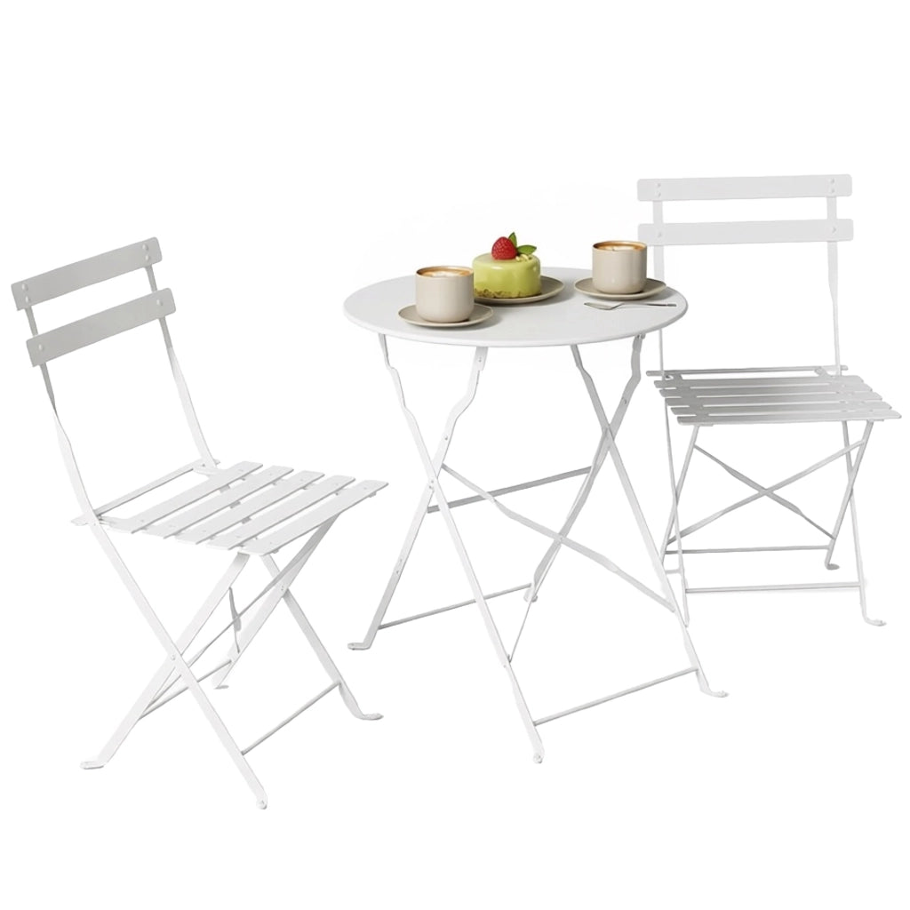 Set Sedie e Tavolo da Giardino Pieghevole ¨C zephmum ¨C 2 Pezzi, Bianco