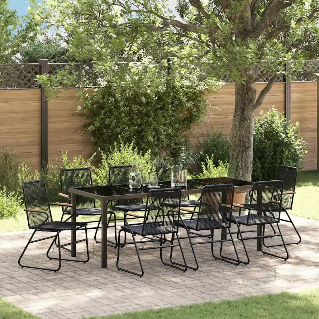 Set da Pranzo per Giardino 9 pcs Nero 3379176