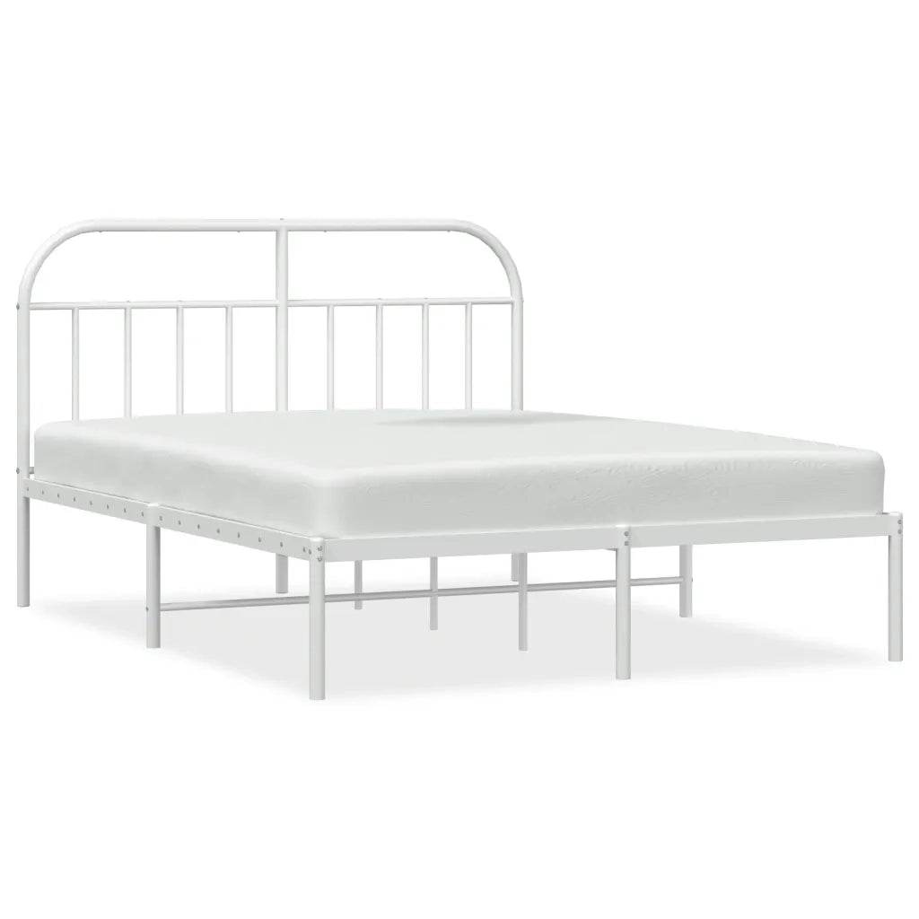 Letto matrimoniale | Letto per adulti | Giroletto con Testiera Metallo Bianco 160x200 cm
